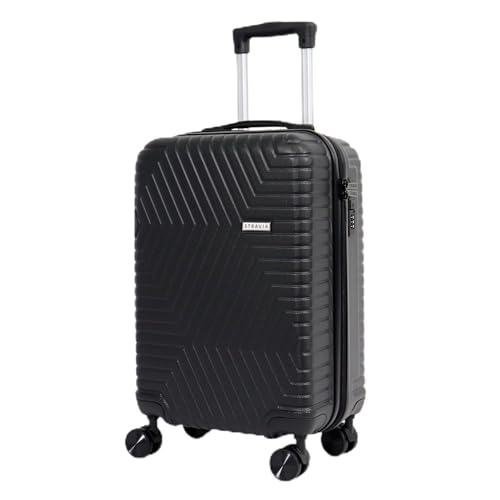 STRAVIA – Del – Valise Cabine 55 cm – Bagage à Main Avion – ABS Légère et Résistante – Serrure à Code Sécurisée – 4 Roues Double Ultra Fluides – Noir– 55 x 36 x 24 cm