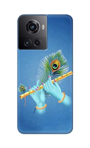 Image of PRINTFIDAA Printed Hard Back Cover Case for OnePlus 10R 5G 80W | 150W Back Cover (Flute in Krishna Hands) -112