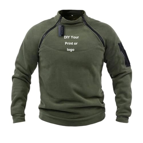 Men's Logo Custom Tactical Outdoor Fleece Jacket Warm Zippers Pullover Men Windproof Personalized Coat Sweatshirt3