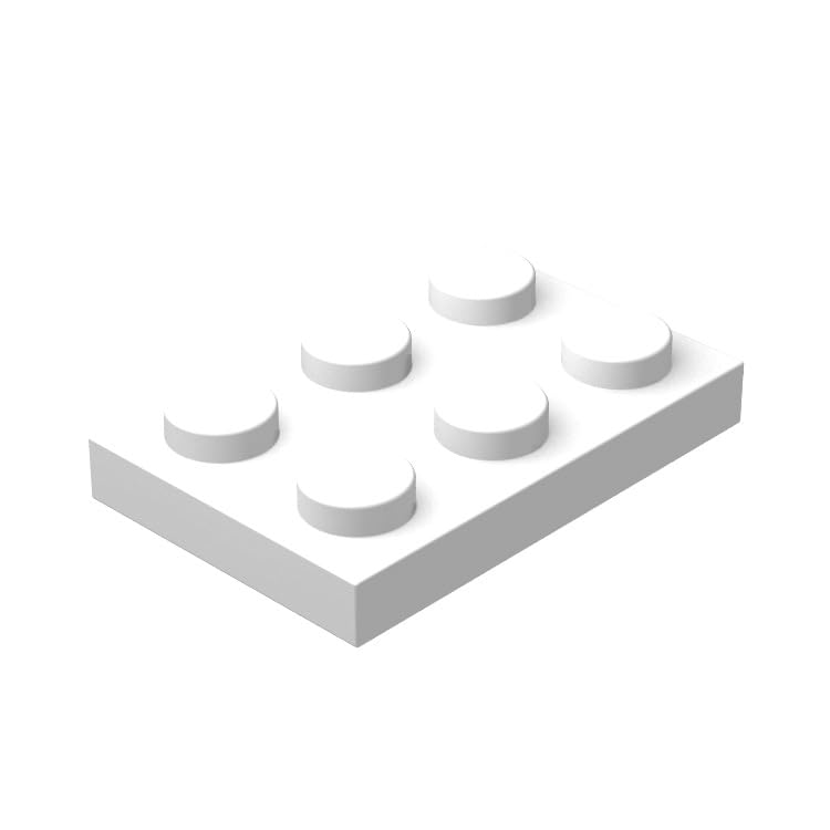 Plwooyur White Plate 2x3, 100pcs, Compatible with LEGO, 6+ Years