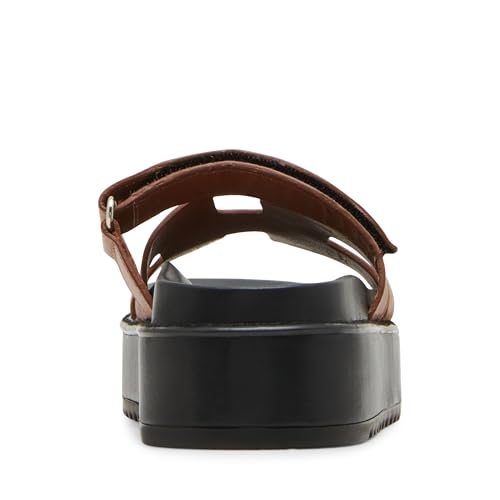 Steve Madden Women's Bigmayven Wedge Sandal, Cognac Leather, 9.5