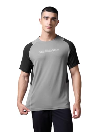 Image of TECHNOSPORT Men's Slim Fit Half Sleeve Crew Neck T-Shirt, TECHNOCOOL+ Quick Dry Moisture Wicking Stretchable Sports Gym and Casual Wear