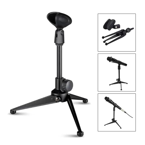Soporte de micrófono regulable para mesa y escritorio con trípode estable 2