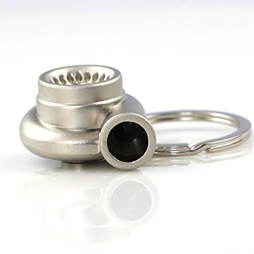 Image of maycom Spinning Turbo Keychain Keyring Turbocharger Turbine Key Chain Ring Keyrings (Matte Silver)