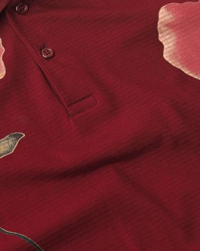 Image of MUFTI Maroon Floral Polo T Shirt