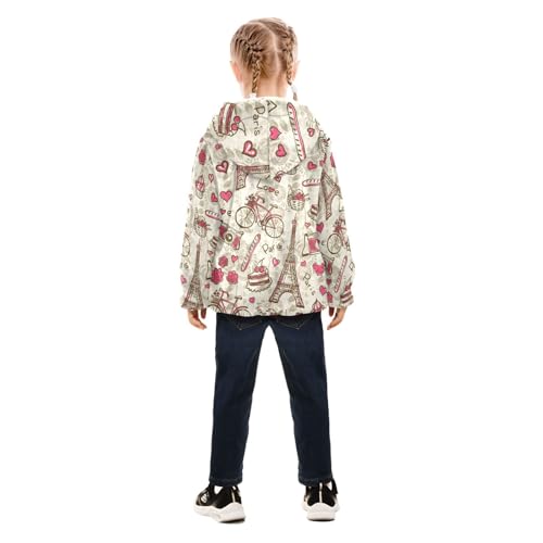 OTVEE Vintage Paris Tower Pink Heart Kids Hoodie Jacket Fall Spring Full Zip Warm Outwear Coat4