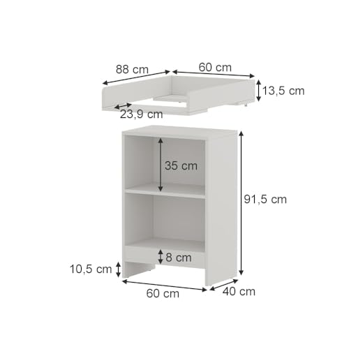 Meuble à langer bébé blanc Mona Vicco 60x103.5cm table de soin