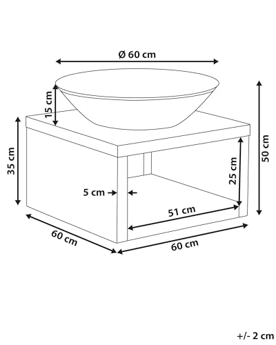 Feuerstelle Stahl schwarz rund mit Holzrost Schürhaken u. Holzablage Tanara