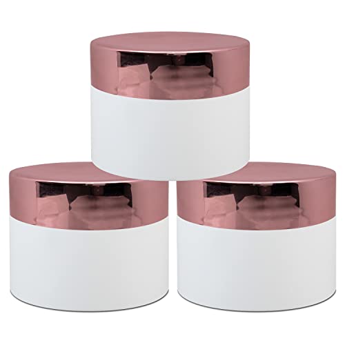 Image of Zenvista Empty White Cosmetics Jar with Rose Gold Cap for Cream- 50gm[ZMJ16][Pack of 3 ]