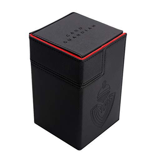 Card Guardian - Premium 100 Card Deck Box with Dice Compartment for Trading Card Games TCG (Black)