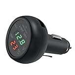 Hoembpn 3 in 1 Car USB Charger with LCD Digital Display Temperature Tester Voltage Monitor Meter Cigarette Lighter for 12V-24V Vehicles