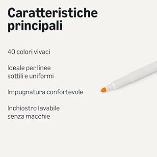 Amazon Basics, Confezione da 40 pennarelli lavabili a punta maxi, colori assortiti