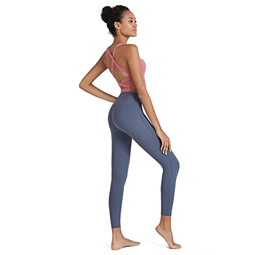 Image of romansong Strappy Yoga Sports Bras for Women Padded Criss-Cross Back Tank Tops