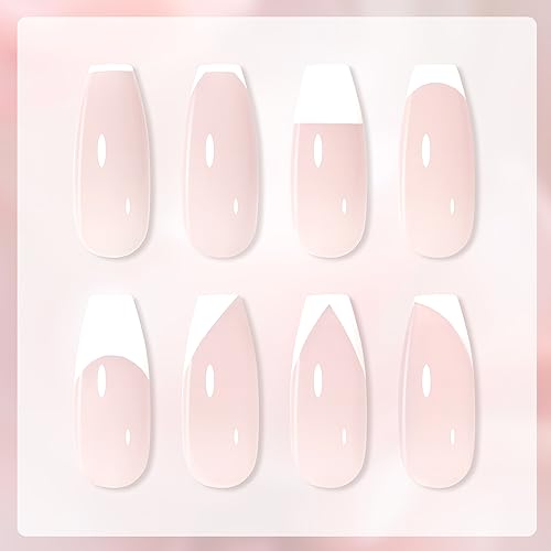GAOY French Manicure Kit, Nail Stamper and 2Pcs Gel Nail Polish, Include Nude Jelly Milky Pink White Colors for French Tip, UV Light Cure