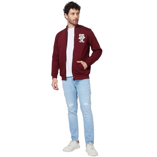 Image of Spykar Blended Slim Fit Round Neck Full Sleeve Sweatshirt for Men