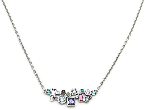 Patricia Locke Waterlily Multi Color Madison Avenue Swarovski Crystal Silver Plated Necklace