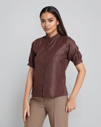 Image of Style Quotient Women Solid Beige Regular Fit Flex Formal Shirt