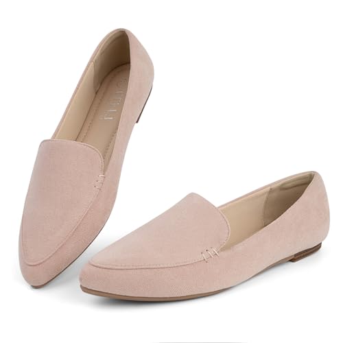 Image of MUSSHOE Pointed Toe Flats for Women, Comfortable Business Casual Work Shoes, Slip On Loafers with Arch Support, Office Walking Flats for All Day Standing