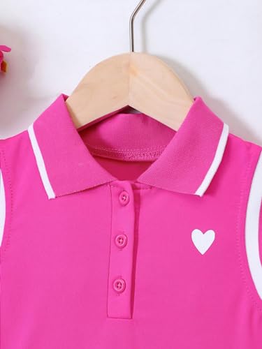 Verdusa Girl's Heart Print Sleeveless Collar Neck Button Front High Waist Flared A Line Dress3