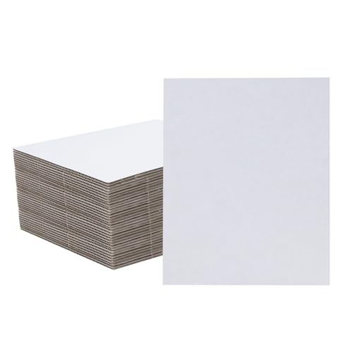 XPERIA BOX 50 Pack 8.5x11 Inch White Corrugated Cardboard Sheets, Corrugated Cardboard Filler Insert Sheet Pads for Mailing, Pack Shipping, Cardboard Backing, Craft Card Board