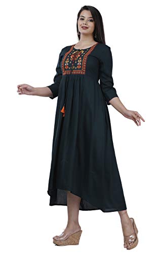Image of Women's Rayon Embroidery Work Flared Kurta