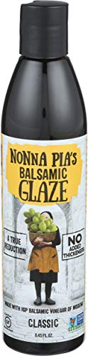 Nonna Pia’s Classic Balsamic Glaze - IGP Certified Balsamic Vinegar Glaze from Modena - Thick, Velvety Balsamic Glaze Drizzle for Meat, Salads, Veggies - Non-GMO, Gluten-Free - 8.45oz (Pack of 1)