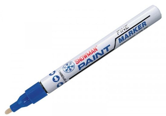 Generico Confezione da 12 pennarello marcatore indelebile SNOWMAN paint marker smalto punta FINE tonda BLU