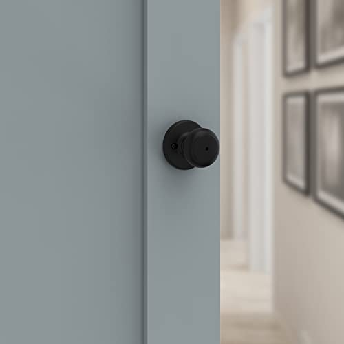 Image of Kwikset Cove Interior Privacy Door Knob with Lock, Door Handle For Bathroom and Bedroom, Matte Black Keyless Turn Lock Doorknob