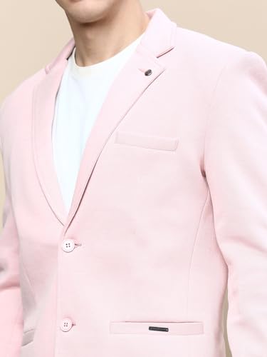 Image of SHOWOFFFF Men Solid Single Breasted Party Blazer | Notched Lapel Full Sleeves Cotton Blazer's for Mens | Slim Fit Regular Length Blazers for Men's