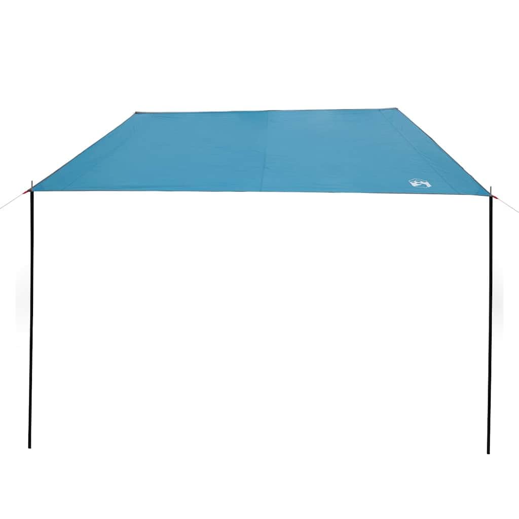 Wasserfester Tarp aus Polyester x mit Metallrohrpol und Abspannseilen, windresistent und flammhemmend für Camping, Wandern, Outdoor, Camping-Saison Schutz