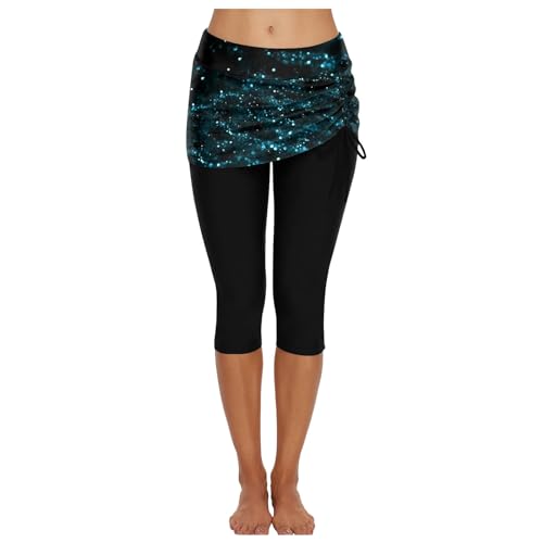 Bañador short de mujer tipo pantalón corto deportivo con cintura alta moldeadora