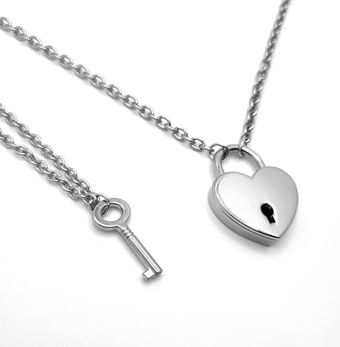 Matching Heart Lock and Heart Key Necklace Set for Couples Padlock Jewelry BFF Gift Boyfriend Girl2