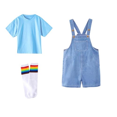 Salopette en jean fille et haut assorti, tenue 2 pièces idéale pour cadeau d'anniversaire