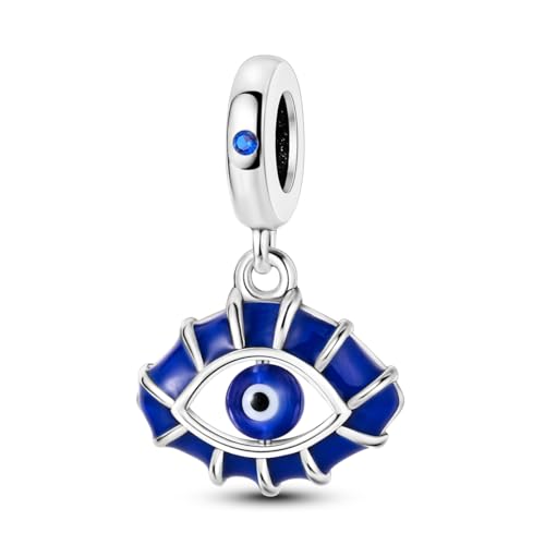 NARMO Charms per Pandora Bracciali 925 Sterling Silver Charm Blue Evil Eye Pendente Pendente per le Donne Ragazze