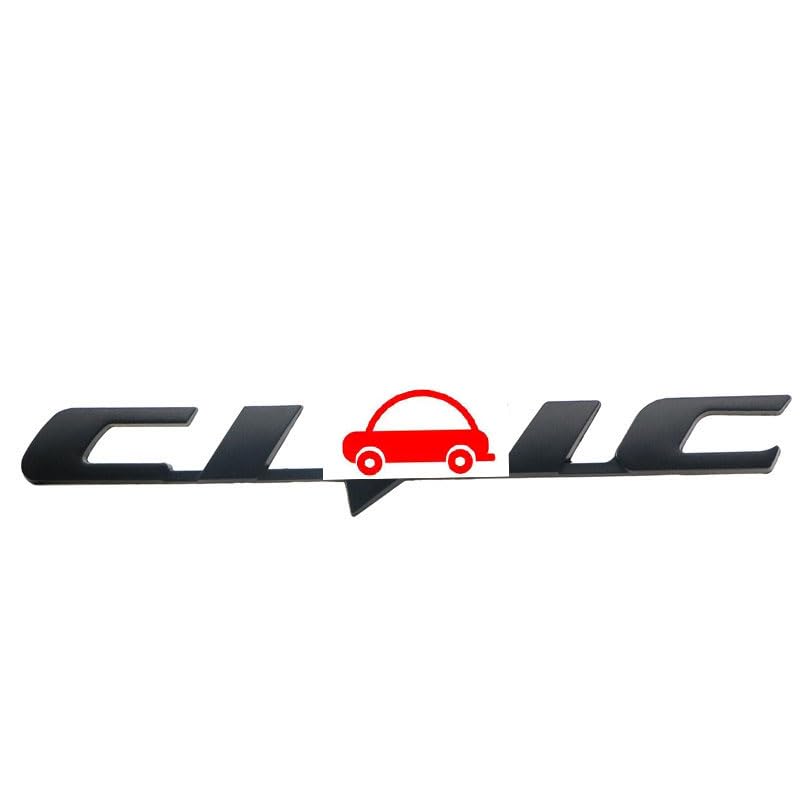 WUSFAR 3D Raised Letters C-I-V-I-C Emblem Metal with Adhesive Backing Replacement for Rear Emblem Automotive Decoration(Matte Black)
