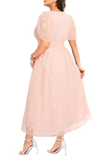 Image of Women Plus Size Summer Dress - Easter Spring Floral Wedding Guest Maxi Long Dress