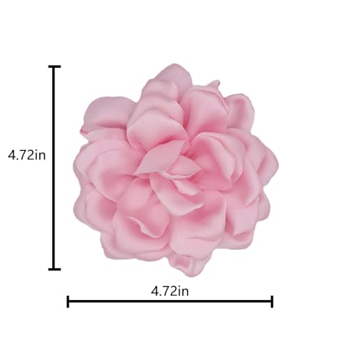 Image of Large Camellia Satin Fabric Flower Brooch Pins Hairpin for Women,ladies. (Light pink)