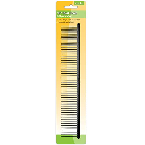 Andis-65725-Stainless-Steel-Comb-for-Knots-Mats-Loose-Hair-Removal-Effective-Dematting-Tool-Comfortable-Lightweight-Portable-Safe-for-Dogs-Cats-Pets–Silver-10-Inch Andis 65725 Stainless Steel Comb for Knots Mats Loose Hair Removal Effective Dematting Tool Comfortable Lightweight Portable Safe for Dogs Cats Pets–Silver 10 Inch