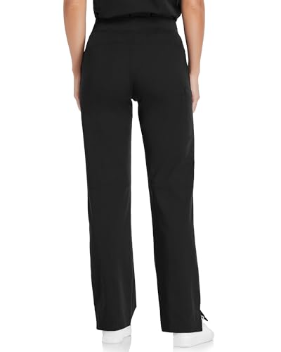Image of COMENII Scrubs for Women, Knit Yoga Waistband Straight Leg Cargo Pants, Classic Fit Womens Scrubs Pants