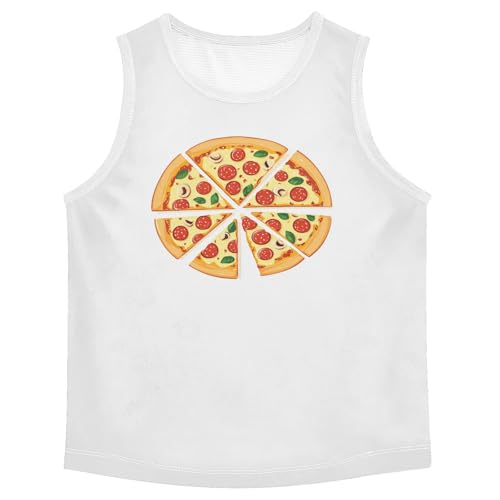 Boys Tank Top Shirts Pizza Print Food Sleeveless T-Shirts Crew Neck for Kids Clothing Children