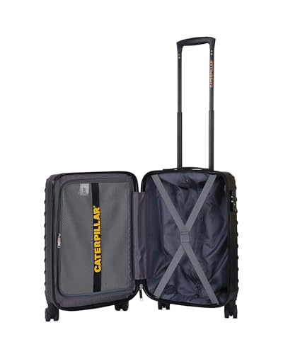 Image of Caterpillar Industrial Plate 55 CM Small Hardside ABS Cabin Suitcase Trolley Bag Cabin Bags for Travel in Flight 7kg with 8 Spinner Wheels TSA Lock with TSA Lock for Men & Women - Black