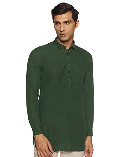 Image of Ethnix by Raymond Men's Cotton Kurta (RTHA00095-N5 Medium Green 96)