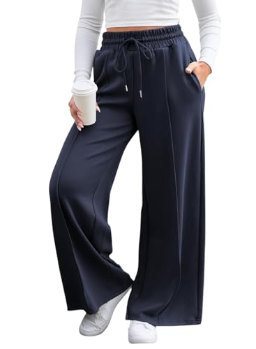 Image of Q - RIOUS Women's Wide Leg Drawstring Relaxed Fit Trouser