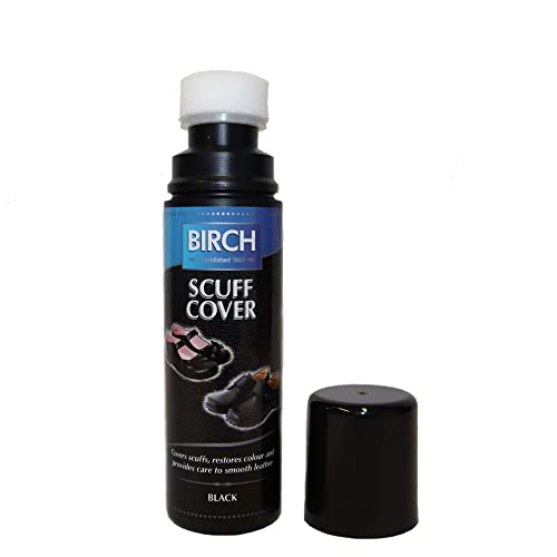 BIRCH Scuff Cover Black 75ml - High Pigment Wax Shine Shoe Polish Instant Shine Liquid Shoe Boot Paste - For Smooth Leather - Work, Casual and Dress Shoes BLACK