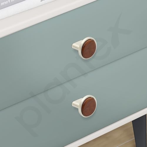 Image of Plantex Knobs for Drawer /Round Drawer Knobs /Knobs for Cabinets /Pull-Push Knobs for Kitchen /Bedroom Drawer - Pack of 2 (Small, Satin & Wood)