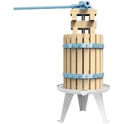SQUEEZE master Fruit Apple Cider Wine Classic Press-Blue-1.6 Gallon/6L-Solid Wood Basket-Vintage traditional juicer-Pole Handle Bar for Juice,Wine,Cider-1 free filter bag included