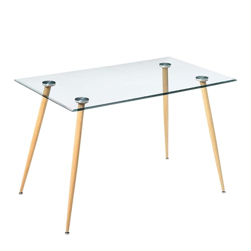 Opiniones y reviews de Mesa Antecomedor los preferidos por los clientes. 47 Comedor Rectangular De Cristal | Mesa Transparente De Vidrio Con Apariencia De Madera Para El Hogar, Trabajo Y Desayunador - Interior Para 4-6 Personas