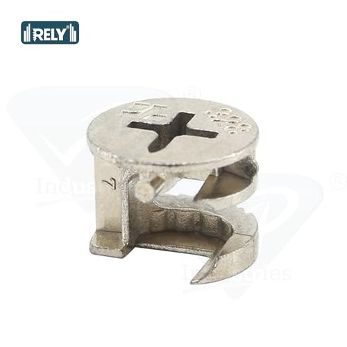 Rely®⇒VP INDUSTRIES (Pcs-15) 12x15 mm Cam Lock Fittings for Furniture | Cabinet Connectors with Pre-Inserted Nut & Screw for Wood Panels, Drawers, Beds & Wardrobes