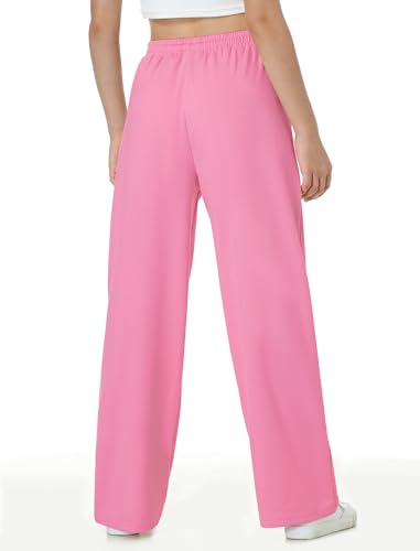 Image of EXARUS 3 Pack Girls Sweatpants Joggers Teen Sweat Pants Wide Leg | Tween Baggy Casual Preppy Pockets High Rise Elastic Waist School Sports Trendy Clothes Kids Youth Junior 6-14Y