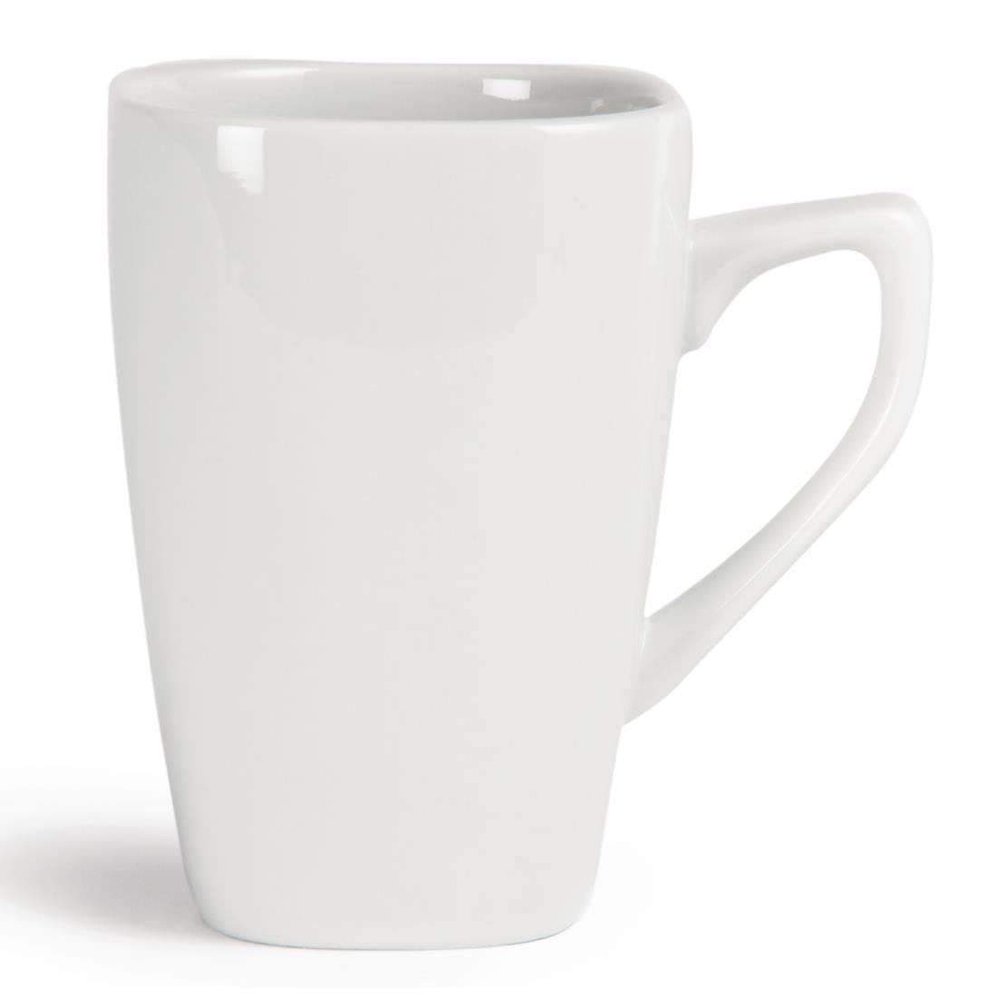 Olympia Whiteware abgerundetes quadratisches Tassen-Set, 284 ml (12 Stück), weißes, vollständig verglastes Porzellan, Tee- und Kaffeetassen, mikrowellen-, spülmaschinen- und gefriergeeignet, Y108